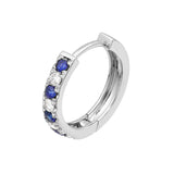 Sapphire & Diamond Accent 15mm Huggie Earrings - 14K White Gold - by Dazyle