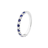 Sapphire & Diamond Stackable Band 14K White Gold Wedding Band Ring - 14K White Gold Size 4.0 - by Dazyle