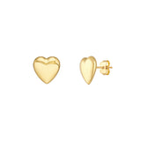 Puff Heart Earrings | 14K Yellow Gold | Post & Nut | Sweet Charm Earrings - 14K Yellow Gold