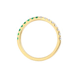 14K Yellow Gold Stackable Band - Alternating Emerald & Diamond - Wedding Band - Size 4 - by Dazyle