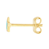 Lt.Turquoise Enamel Star Stud Earrings - 14K Yellow Gold - by Dazyle