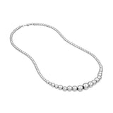 Sterling Silver Graduated Bead Necklace, 18 Inch - Sterling Silver - by Dazyle