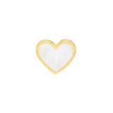 White Enamel Heart Stud Earrings - 14K Yellow Gold - by Dazyle