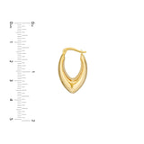 Oval Pointed Teardrop Hoop Earrings - 14K Yellow Gold Hinge Back - by Dazyle