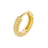 Bobble Textured Round Hoop Earrings - 14K Yellow Gold - by Dazyle