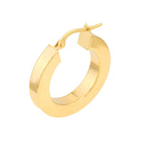 15mm Round Square Tube Hoop Earrings - 14K Yellow Gold - by Dazyle