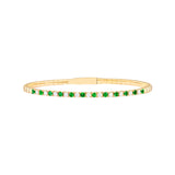 Emerald & Diamond Flexi Tennis Bangle - 14K Yellow Gold - 7.0 inch - by Dazyle