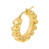 Puff Scalloped Hoop Earrings - 14K Yellow Gold Hoop Earrings - by Dazyle