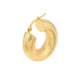 Textured Round Tube Hoop Earrings - 14K Yellow Gold - 10mm - by Dazyle