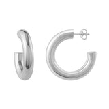 Polished Open Hoop Earrings | 14K White Gold | 6mm x 30mm - by Dazyle
