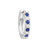 Sapphire & Diamond Accent 15mm Huggie Earrings - 14K White Gold - by Dazyle