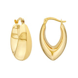 Oval Pointed Teardrop Hoop Earrings - 14K Yellow Gold Hinge Back - by Dazyle