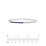 14K White Gold Flexible Tennis Bangle with Diamonds and Sapphires - 7-inch - by Dazyle