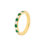 Emerald & Diamond Half Eternity Band 3/8ctw 14K Yellow Gold Wedding Band - by Dazyle
