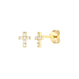 1/8tcw Diamond Cross Stud Earrings White Gold Post & Nut - 14K White Gold - by Dazyle