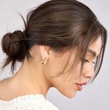 Wide Textured Round Hoop Earrings - 14K Yellow Gold - by Dazyle