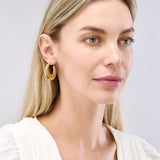 Small Graduated Puffed Hoop Earrings - 14K Yellow Gold - by Dazyle