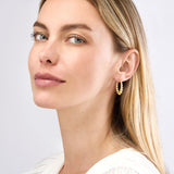Bead Hoop Earrings - 14K Yellow Gold Hinge Back - by Dazyle