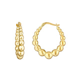 Bead Hoop Earrings - 14K Yellow Gold Hinge Back - by Dazyle