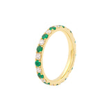 Emerald & Diamond Eternity Band - 14K Yellow Gold - Size 4 - by Dazyle