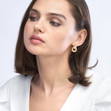 Texture Door Knocker Hoop Earrings - 14K Yellow Gold - by Dazyle