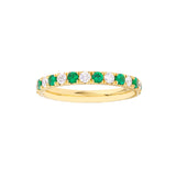 Emerald & Diamond Eternity Band - 14K Yellow Gold - Size 4 - by Dazyle