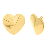 Extra Large Puffy Heart Earrings - 14K Yellow Gold - - by Dazyle
