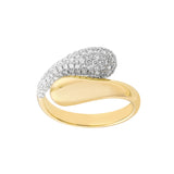 Teardrop Diamond Bypass Ring - 14K Yellow & White Gold - by Dazyle