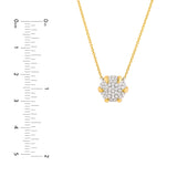 Diamond Pave Round Pendant Necklace 14K Yellow & White Gold 3/8tcw Cable Chain - 14K Yellow & White Gold 18 Inches - by Dazyle