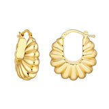 Puff Shrimp Hoop Earrings - 14K Yellow Gold - by Dazyle