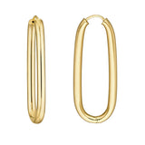 Oval Round Hoop Earrings | 38.3mm | 14K Yellow Gold | Hinge Back | Earrings - by Dazyle