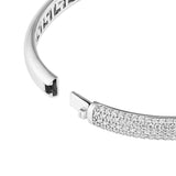 Diamond Pave Bangle 3ctw Half Pave Diamonds Brilliant & Bold 14K White Gold Curb Chain - by Dazyle