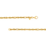 Polished Textured 2+1 Link Chain Necklace - 14K Yellow Gold - 7.5 Inch - by Dazyle