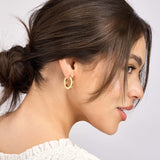 15mm Round Square Tube Hoop Earrings - 14K Yellow Gold - by Dazyle