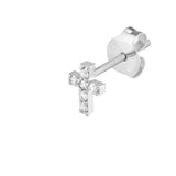 1/8tcw Diamond Cross Stud Earrings White Gold Post & Nut - 14K White Gold - by Dazyle