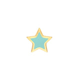 Lt.Turquoise Enamel Star Stud Earrings - 14K Yellow Gold - by Dazyle