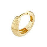 Fluted Polished Round Hoop Earrings - 14K Yellow Gold - by Dazyle