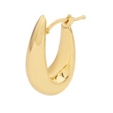 Graduated Oval Puff Mini Hoop Earrings - 14K Yellow Gold Hinge Closure - by Dazyle