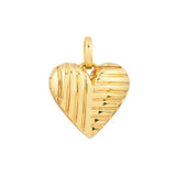 Textured Heart Locket Pendant - 14K Yellow Gold - by Dazyle