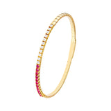14K Yellow Gold Flexible Tennis Bangle with Diamonds and Rubies - 7-inch - by Dazyle
