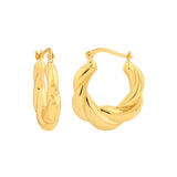 Twisted Round Hoop Earrings - 14K Yellow Gold - by Dazyle