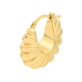 Puff Shrimp Hoop Earrings - 14K Yellow Gold - by Dazyle