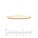Ruby & Diamond Flexi Tennis Bangle Box Closure 14K Yellow Gold - 7 Inches - by Dazyle