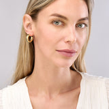 Puff Corrugated Open Hoop Earrings - 14K Yellow Gold Post & Nut Closure - by Dazyle