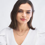 Polished Textured 2+1 Link Chain Necklace - 14K Yellow Gold - 7.5 Inch - by Dazyle