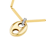 Puff Mariner Diamond Bail Link Pendant - 14K Yellow & White Gold - by Dazyle