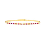 Ruby & Diamond Flexi Tennis Bangle Box Closure 14K Yellow Gold - 7 Inches - by Dazyle