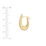 Graduated Oval Puff Mini Hoop Earrings - 14K Yellow Gold Hinge Closure - by Dazyle