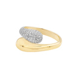 Teardrop Diamond Bypass Ring - 14K Yellow & White Gold - by Dazyle