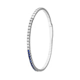 14K White Gold Flexible Tennis Bangle with Diamonds and Sapphires - 7-inch - by Dazyle